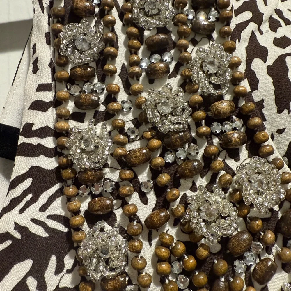 Tory Burch Sleeveless White and Brown Dress